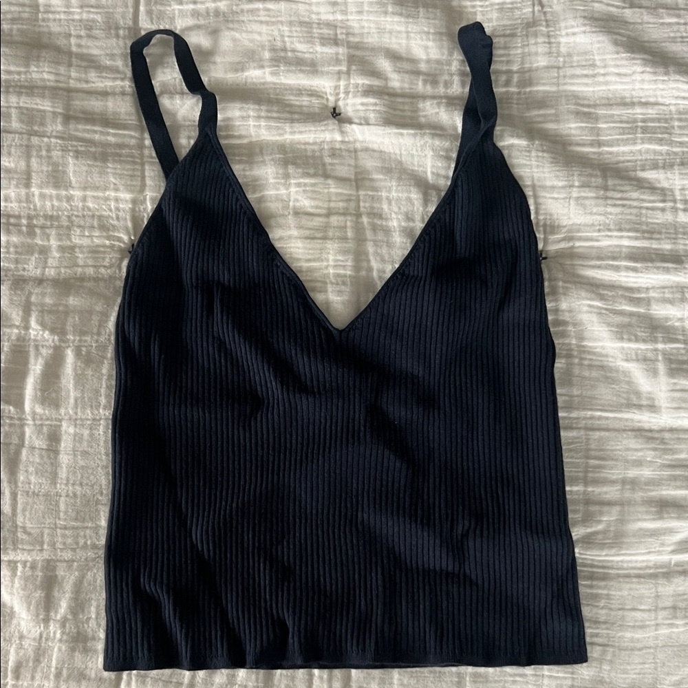 Aritzia Navy Ribbed Tank